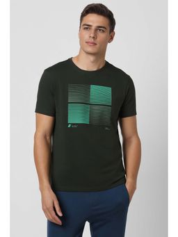 Van Heusen - Men Green Graphic Print Crew Neck T-Shirt