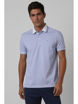 Van Heusen - Men Blue Stripe Polo Neck T-Shirt