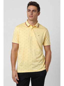 Van Heusen - Men Yellow Print Polo Neck T-Shirt