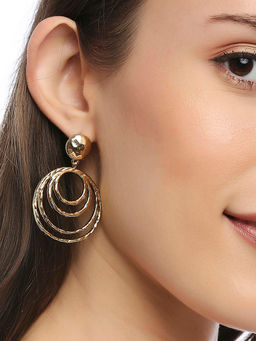 Lilly & Sparkle - Gold Toned Multi Circular Dangler Earrings
