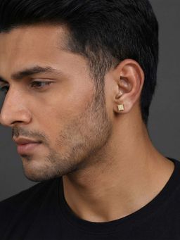 GIVA - 925 Silver Gold Plated White Edge Box Earring