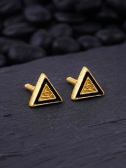 GIVA - 925 Silver Gold Plated Black Pyramid Earrings