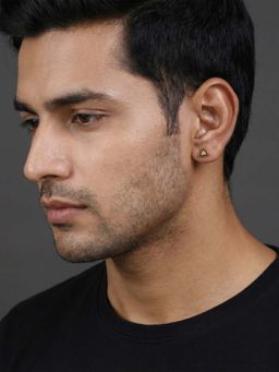 GIVA - 925 Silver Gold Plated Black Pyramid Earring