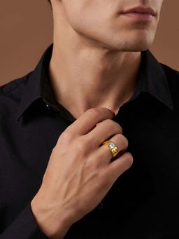 GIVA - 925 Silver Gold Plated White Foundation Ring