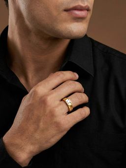 GIVA - 925 Silver Gold Plated White Zircon Tier Ring