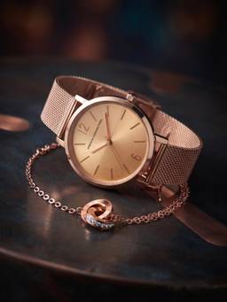 French Connection - Women Analog Stylish Rose Gold Dial and Premium Strap-FCGS08-B (M)