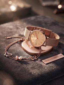French Connection - Women Analog Stylish Gold Dial and Premium Strap-FCGS09-A (M)