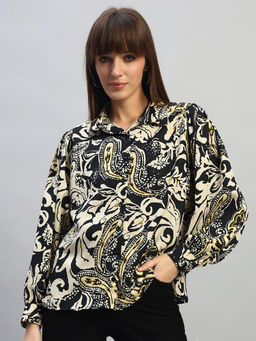 Cantabil - Women Black Printed Shirt