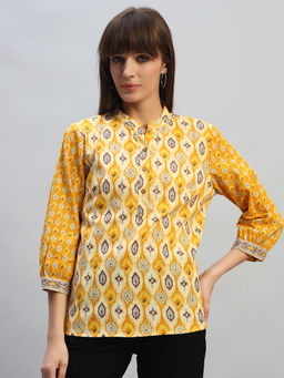 Cantabil - Women Yellow Printed Top