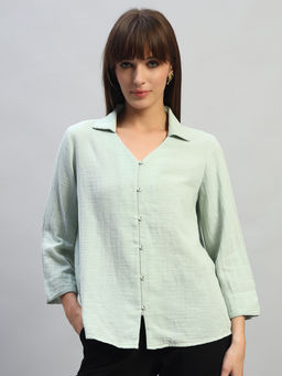 Cantabil - Women Green Solid Shirt