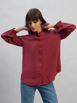 Cantabil - Women Purple Solid Shirt