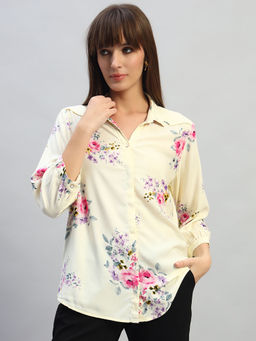 Cantabil - Women Off White Printed Shirt