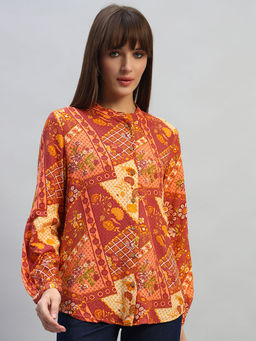 Cantabil - Women Coral Printed Top