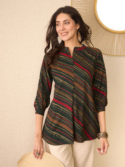 Vaamsi - Women Green Stripes Top