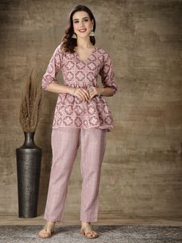 Stylum - Womens Printed Cotton Blend Co Ord (Set of 2)