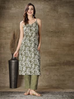 Stylum - Womens Printed Cotton Blend Straight Kurta Pant (Set of 2)