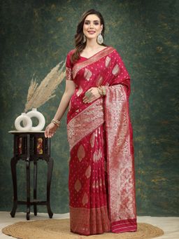 Stylum - Womens Ethnic Motifs Woven Design Saree with Unstitched Blouse