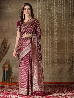 Stylum - Womens Ethnic Motifs Woven Design Saree with Unstitched Blouse