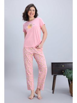 Zivame - Women Farm Lore Knit Cotton Peony T-Shirt and Pyjama