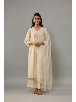 THE AARYA - Azura Cream Anarkali with Palazzo and Dupatta (Set of 3)