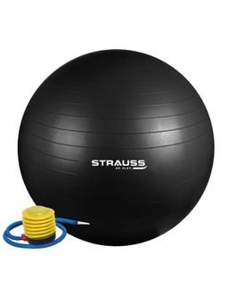 Strauss - Rubber Anti-Burst Gym Ball, Round Shape, 55 cm (Black)