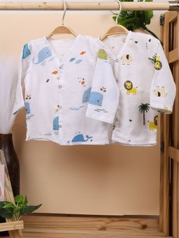 Moms Home - Unisex Multi-Color Printed Jhabla (Pack of 2)