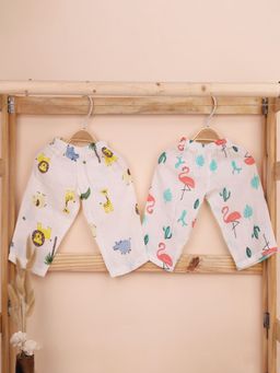 Moms Home - Unisex Multi-Color Printed Pyjama (Pack of 2)