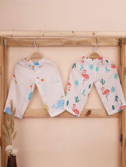 Moms Home - Unisex Multi-Color Printed Pyjama (Pack of 2)