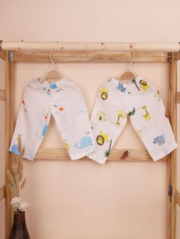 Moms Home - Unisex Multi-Color Printed Pyjama (Pack of 2)