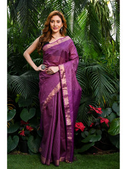 Beatitude - Purple Handwoven Kota Banswara Silk Saree with Unstitched Blouse