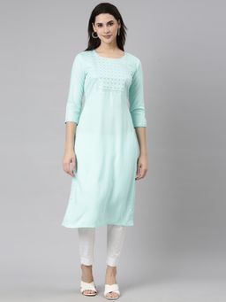 NEERU'S - Blue Regular Straight Kurta