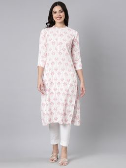 NEERU'S - Red Regular Straight Floral Kurta