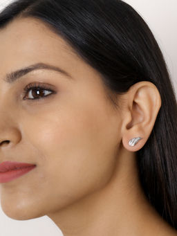 Ornate Jewels - 925 Sterling Silver American Diamond Angle Wings Stud Earrings for Women Girls Adjustable