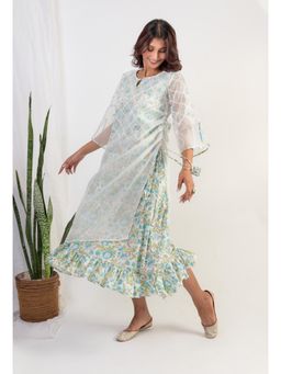 UNDYED - Snowdrop Cotton Hand Block Print X Chikankari Dress