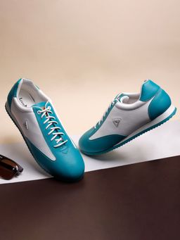 Louis Stitch - Blue-White Men's Leatherette Casual Lace-Up Sneakers