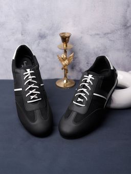 Louis Stitch - Black Men's Leatherette Casual Cushioned Sneakers