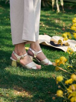 Peach Flores - Jordan Leather Sandals Heels