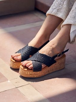 Peach Flores - Kyoto Leather Wedge Heels