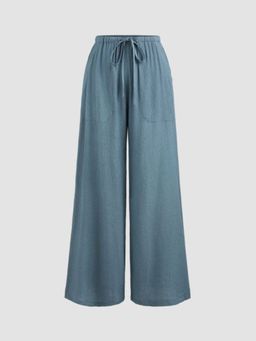 Cider - Mid Waist Texture Wide Leg Trousers