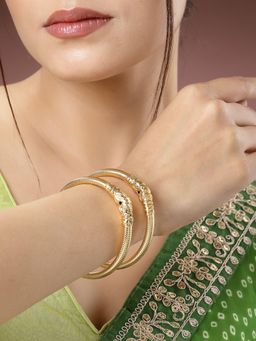 NVR - Women Set of 2 Gold-Plated Handcrafted Traditional Bangles (2.4)