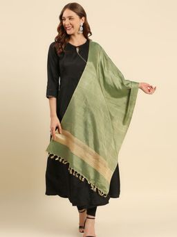Dupatta Bazaar - Womens Two Tone Pastel Green Cotton Silk Stole / Dupatta