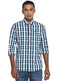 Lee - Men Light Blue Checked Slim Fit Shirt