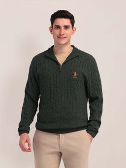 U.S. POLO ASSN. - Textured Olive Green Men's Sweatshirt