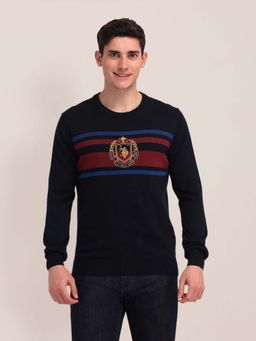 U.S. POLO ASSN. - Horizontal Stripes Navy Blue Men's Sweatshirt
