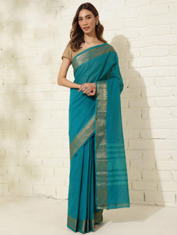 Fabindia - Teal Cotton Sari