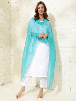 Fabindia - Turquoise Cotton Silk Dupatta