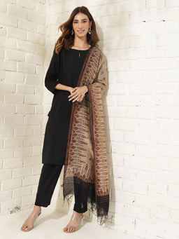 Fabindia - Beige Cotton Silk Bagru Print Dupatta