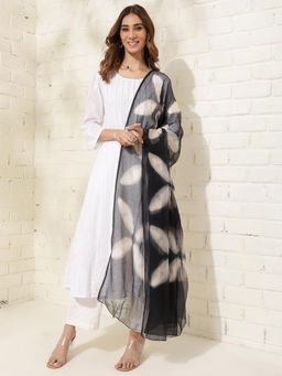 Fabindia - Black Cotton Silk Tie & Dye Print Dupatta