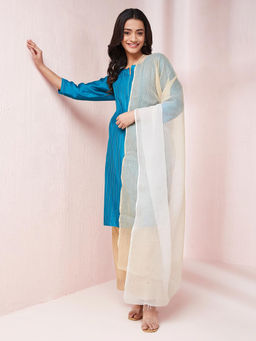 Fabindia - Beige Cotton Silk Ombre Print Dupatta