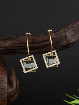 E2O - Gold-Toned Embellished Circular Drop Earrings